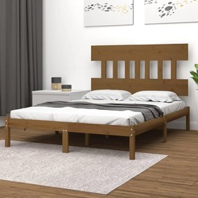 vidaXL Estrutura de cama 140x200 cm madeira maciça castanho-mel