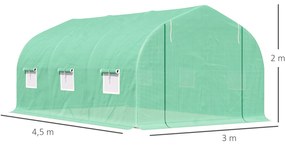 Estufa Tipo Túnel 450x300x200 cm Estufa de Jardim com Porta e 6 Janela