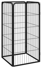 vidaXL Canil com 4 painéis 50x100 cm aço revestido a pó preto