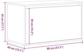 Banco de Hall vidaXL Preto Carvalho 80x40x45 cm Madeira de Engenharia