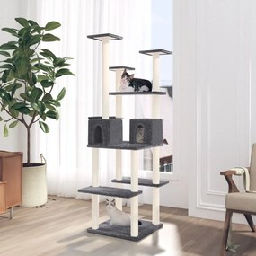 vidaXL Árvore p/ gatos c/ postes arranhadores sisal 167cm cinza-escuro