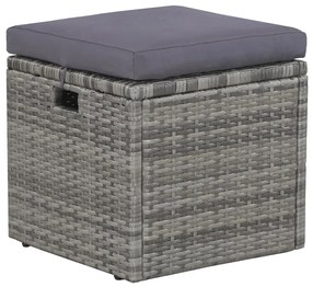 6 pcs conjunto lounge de jardim c/ almofadões vime PE cinzento