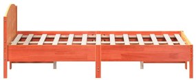 Cama sem colchão 160x200 cm madeira pinho maciço castanho-mel
