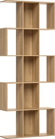 HOMCOM Estante de 5 Níveis Estante de Livros Estreita Estante em Forma de S 80x24x200 cm Carvalho | Aosom Portugal