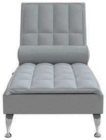 Chaise lounge de massagem com rolo tecido cinzento-claro