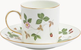 Chávena de café com pires em Fine Bone China Wild Strawberry