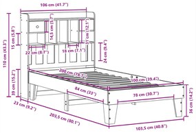 Cama sem colchão 100x200 cm madeira de pinho maciça branco