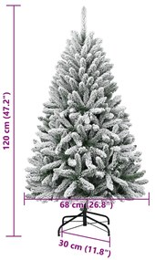 Árvore de Natal artificial articulada c/ flocos de neve 120 cm