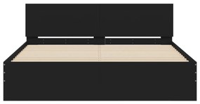 Estrutura de cama com cabeceira 140x190 cm preto