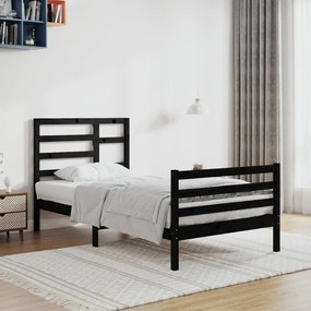vidaXL Estrutura de cama 100x200 cm madeira maciça preto