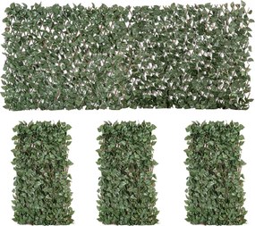 Outsunny Conjunto de 4 Cercas Artificiais de Hera Extensíveis, Painel de Folhagem para Privacidade em Poliéster e Vime, 200 x 100 cm, Verde | Aosom Portugal