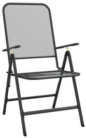 Cadeiras jardim dobráveis 2 pcs malha metal expandido antracite