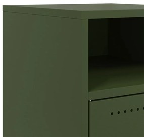 Mesa de cabeceira 36x39x59 cm aço verde-azeitona