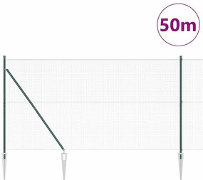 Cerca de Fio Soldado com 13 Postes de Espinho Verde 1,4x50 m Aço