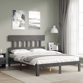 vidaXL Estrutura de cama com cabeceira 120x200 cm madeira maciça cinza