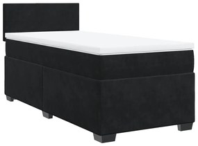 Cama box spring com colchão solteiro veludo preto