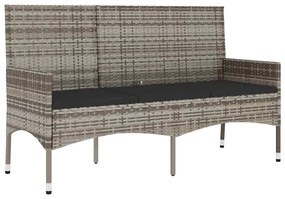 4 pcs conjunto lounge de jardim c/ almofadões vime PE cinzento