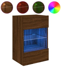 Móveis de parede para TV com luzes LED 2 pcs carvalho castanho
