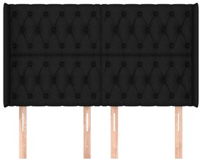 Cabeceira de cama c/ abas tecido 163x16x118/128 cm preto