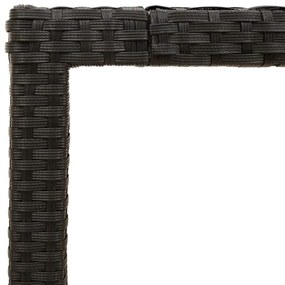 Mesa de jardim com tampo de vidro 90x90x75 cm vime PE preto