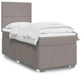 Cama com molas/colchão 100x200 cm tecido cinza-acastanhado