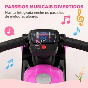 Mota de Equilíbrio Infantil sem Pedais com Música e Rodas Extra Largas para Crianças dos 18–36 Meses Rosa