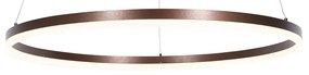 Candeeiro de suspensão em bronze escuro 80 cm com LED regulável em 3 níveis - Anello