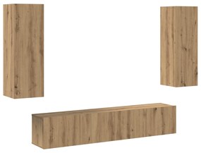 Conjunto de Cabines de TV em 4 Peças Carvalho Artesanal Madeira Engenh