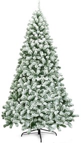 Árvore de Natal de 2,25 m com 1346 ramos artificial com neve com agulhas de PVC de alta qualidade e base metálica sólida Verde