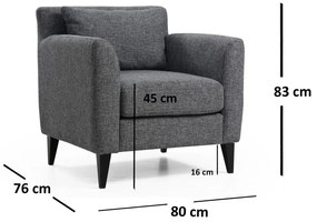 Cadeira Wing Nordic – Cinzento Escuro – 80 cm x 76 cm x 83 cm