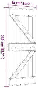 Porta de correr com ferragens 85x210 cm madeira de pinho maciça