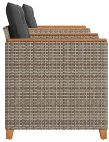 Conjunto de bistrô com almofadões 3 pcs vime PE e acácia cinza
