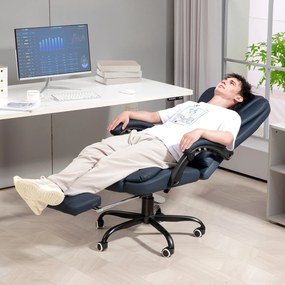 Cadeira de escritório com função de massagem, altura ajustável, encosto reclinável e comando com fio, azul
