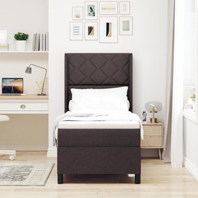Cama Box Spring com Colchão Castanho 90x190 cm em Tecido