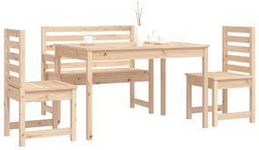 4 pcs conjunto de jantar p/ jardim madeira de pinho maciça