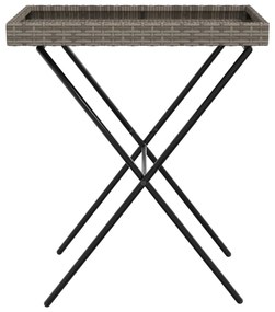 Mesa bandeja dobrável 65x40x75 cm vime PE cinzento