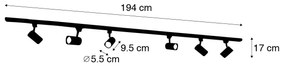 LED Sistema de iluminação de trilho inteligente com 6 focos pretos monofásicos 200cm - Iconic Jeana Moderno