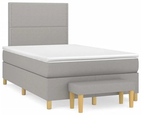 vidaXL Cama boxspring com colchão 120x190 cm tecido cinzento-claro