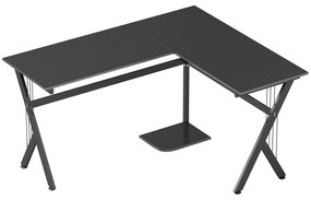 HOMCOM Secretária para PC Computador Secretária de canto angular para escritório 155x130x76cm Madeira preta