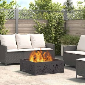 vidaXL Fire Pit Preto 80 x 80 x 30 cm Aço laminado a frio