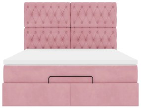 Estrutura de cama otomana com colchões 140x190 cm veludo rosa