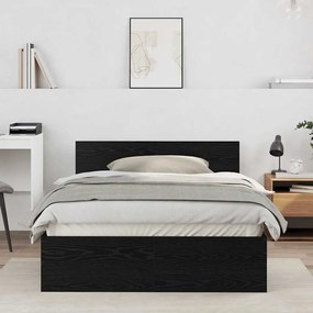 vidaXL Estrutura de Cama com Cabeceira Carvalho Preto 120 x 190 cm