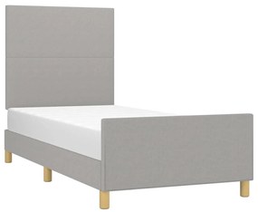 Estrutura de cama c/ cabeceira tecido 80x200 cm cinza-claro