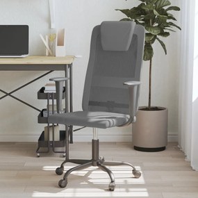 vidaXL Cadeira escritório tecido malha/couro art. regulável cinza