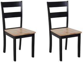 Conjunto de 2 cadeiras de jantar em madeira castanha clara e preta GEORGIA Beliani