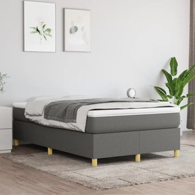 Estrutura de cama com molas 120x200 cm tecido cinzento-escuro