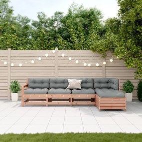 5 pcs conj. lounge jardim com almofadões madeira douglas maciça