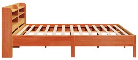 Cama sem colchão 200x200 cm pinho maciço castanho-mel