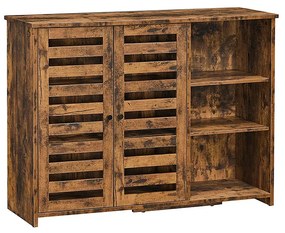 Aparador de cozinha com portas ripadas e prateleiras ajustáveis | VASAGLE | 100 x 35 x 75 cm | antigo | LBF004X01.
