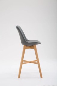 Banco de bar Cannes em couro sintético e com estrutura de Cor Natural 48 x 112 x 56 cm Cinzento